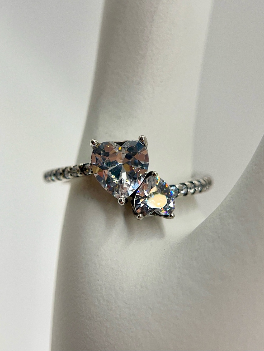 Pandora Double Heart Sparkling Ring S925 Silver Size 7 / 54